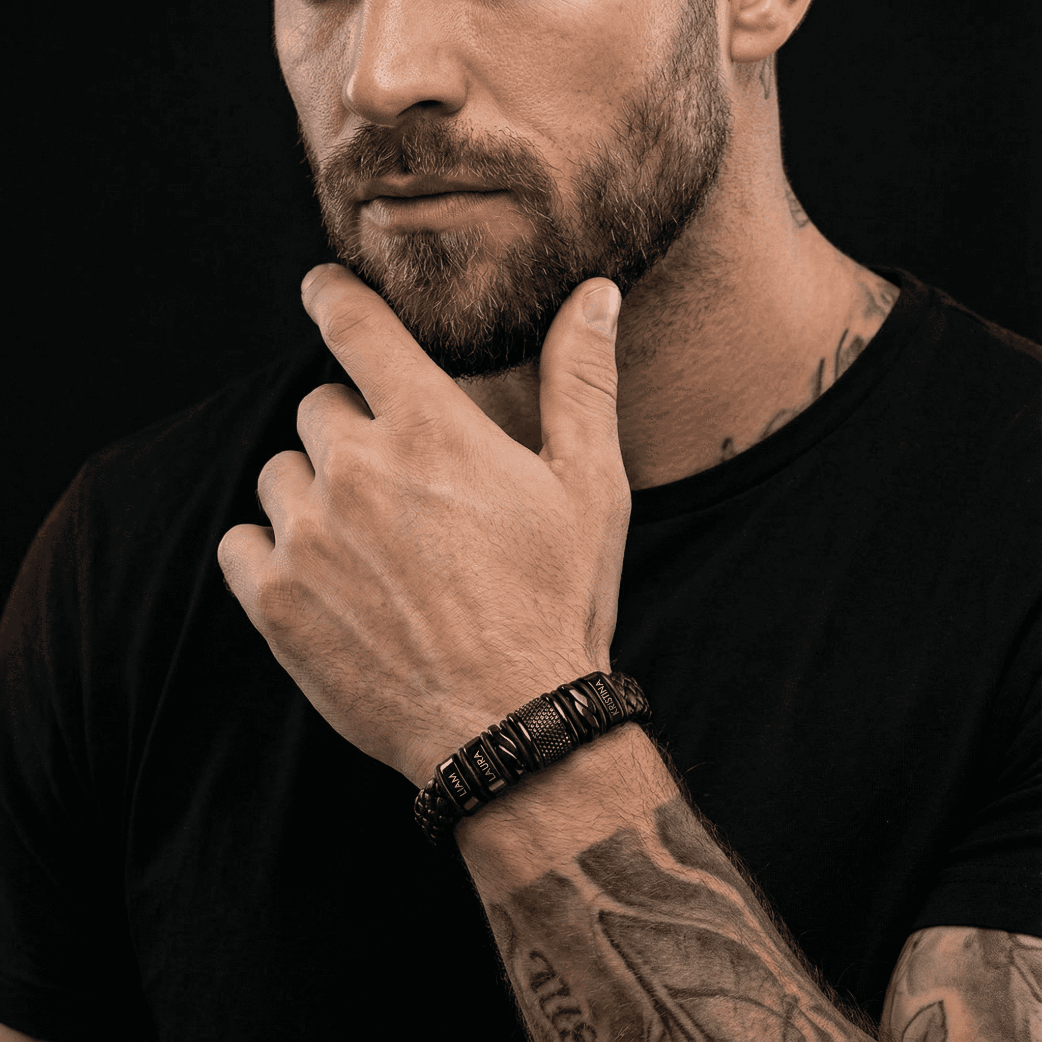 Set of 2: Black Bracelet + Arrow Necklace